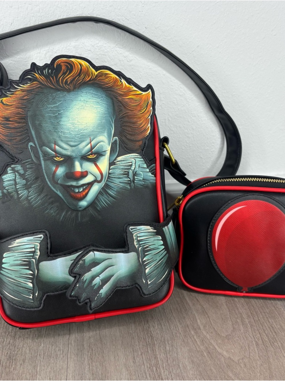 Loungefly Black and Red Pennywise Crossbody Bag Set